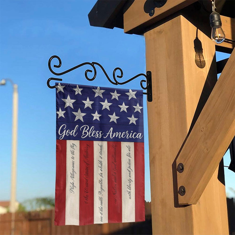 God Bless America Garden Flag | Pledge of Allegiance Yard Banner | Premium Weather-Resistant Fabric | Patriotic Home Decor Gift