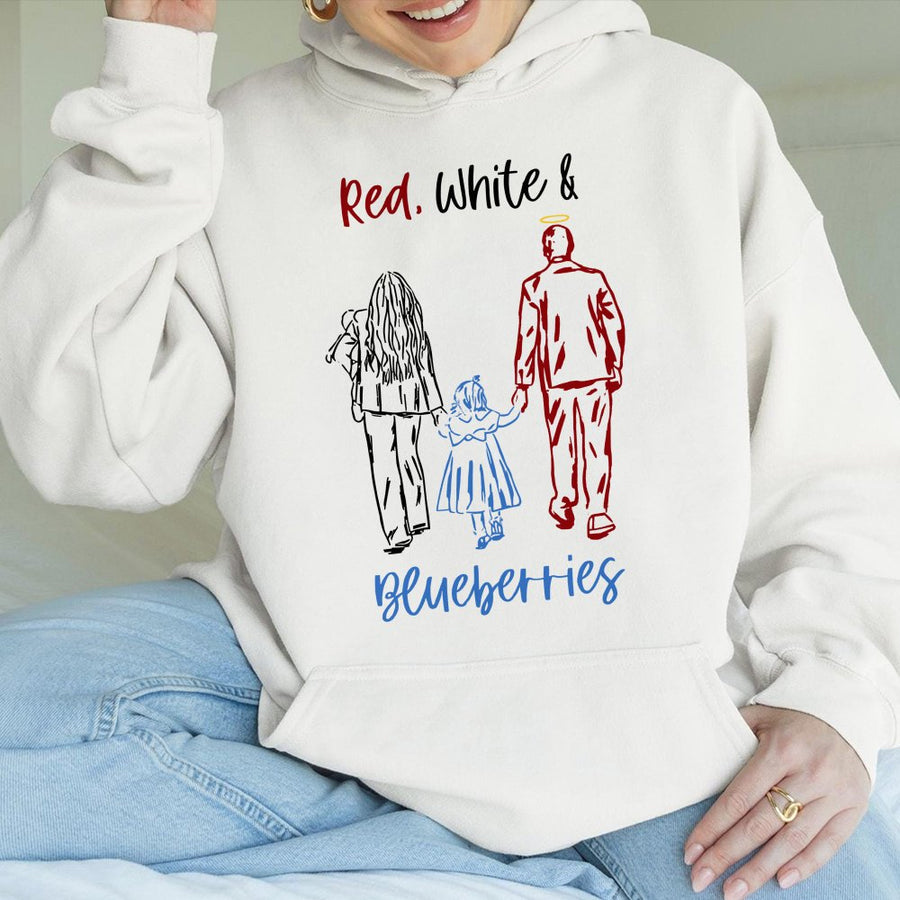 Red White And Blueberries Hoodie | Patriotic Family Memorial Design | Premium Cotton Blend | Gift For Military Families And Patriots