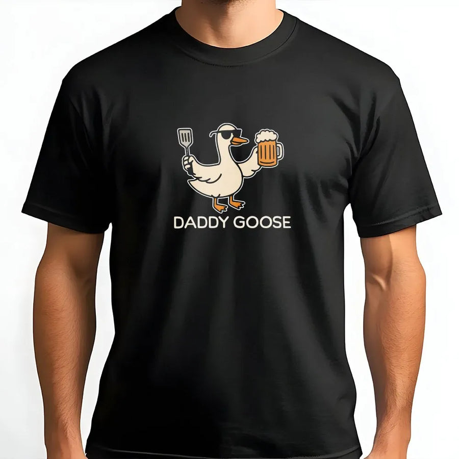 Daddy Goose T-Shirt | Funny BBQ Beer Graphic Pullover | Soft Cotton Blend | Premium Fathers Day Gift for Dad, Grill Master