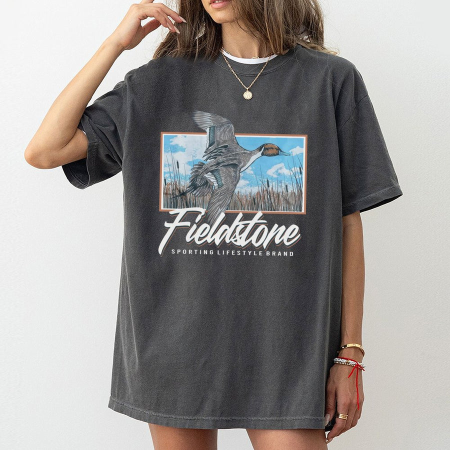 Duck Hunting T-Shirt | Flying Mallard Waterfowl Graphic | 100% Cotton Premium Tee | Outdoorsman Gift for Hunter and Sporting Lifestyle Fans