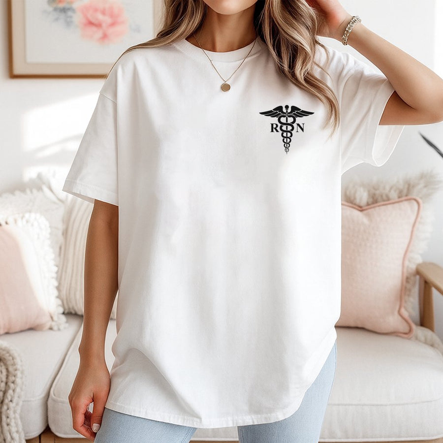 Registered Nurse RN T-Shirt | Minimalist Caduceus Medical Graphic | 100% Soft Cotton Tee | Premium Nursing Graduation Gift for Women
