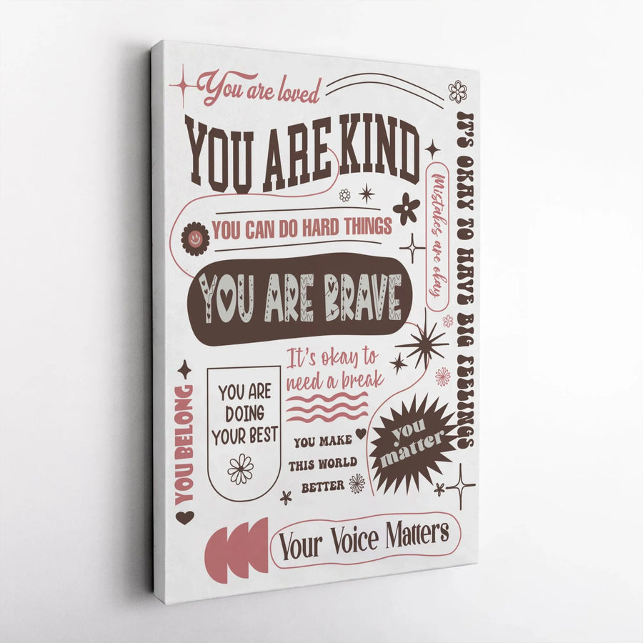Positive Affirmations Wall Art | Boho Motivational Quotes Print | Premium Gallery Wrapped Canvas | Office Decor Gift For Her