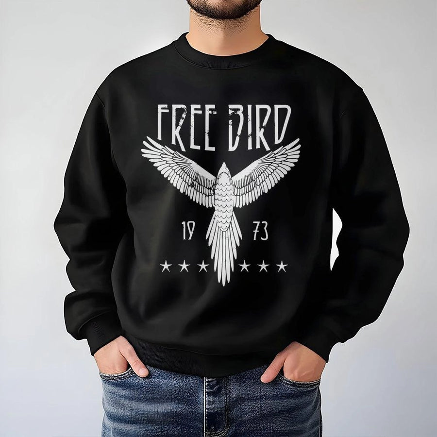 Free Bird Sweatshirt | Retro 70s Eagle Thunderbird Graphic | Premium Cotton Blend | Vintage Music Lover Gift For Men And Women