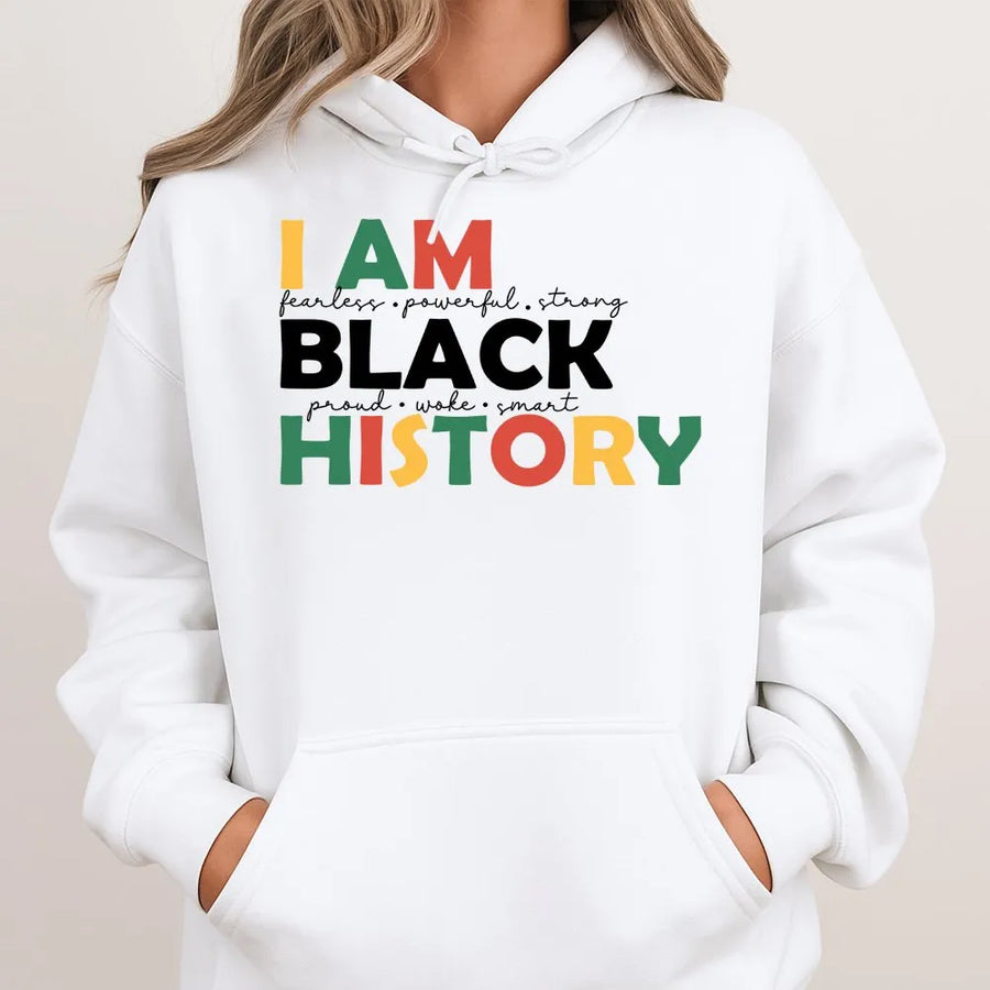 I Am Black History Hoodie | Empowering Afrocentric Graphic Print | Premium Cotton-Polyester Blend | Black Pride Gift for Men and Women
