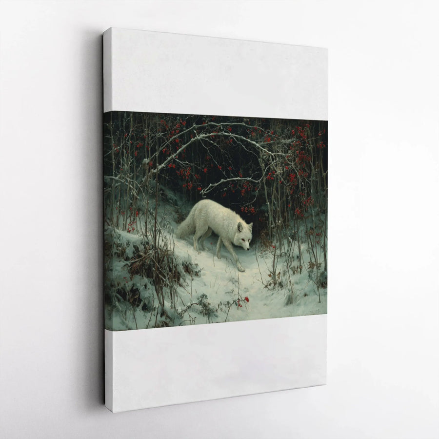 Arctic Fox Canvas Wall Art | Snowy Winter Forest Landscape | Premium Fade-Resistant Print | Wildlife Nature Decor For Home Or Office