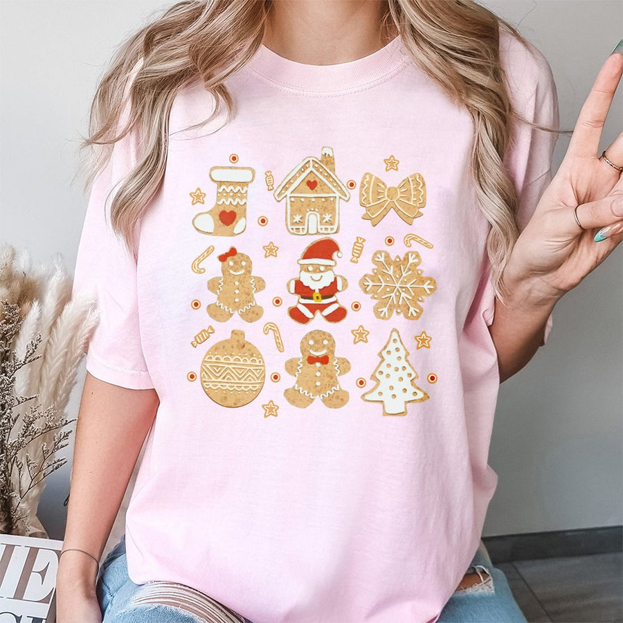 Gingerbread Christmas T-Shirt | Cute Holiday Cookie Graphic Print | 100% Cotton Premium Tee | Festive Family Matching Outfit Gift