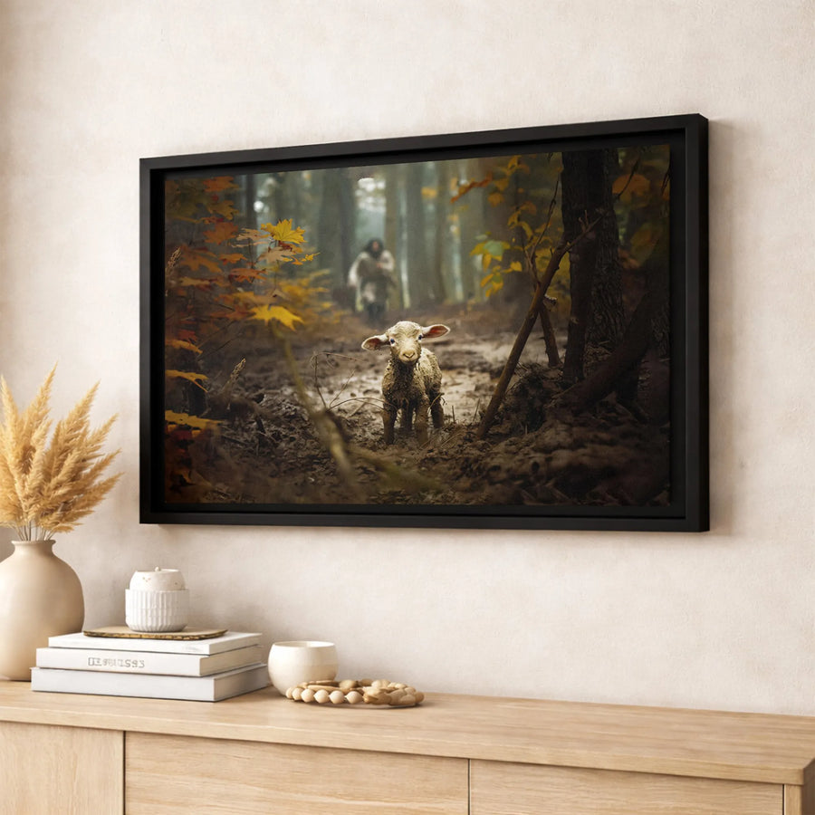 Jesus Good Shepherd Canvas Print | Lost Lamb Biblical Wall Art | Premium Fade-Resistant Religious Decor | Christian Gift For Home Or Church