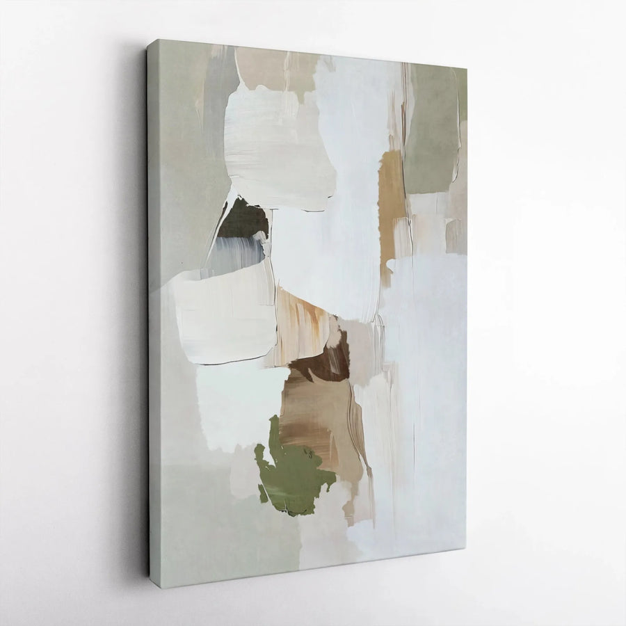Abstract Vertical Canvas | Neutral Tone Textured Brushstroke Art | Premium Gallery Wrapped Print | Modern Living Room & Office Wall Decor Gift