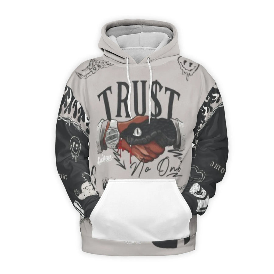 Trust No One Hoodie | Graffiti Urban Streetwear Graphic | All-Over Print Polyester | Unisex Hip Hop Style Gift for Him and Her