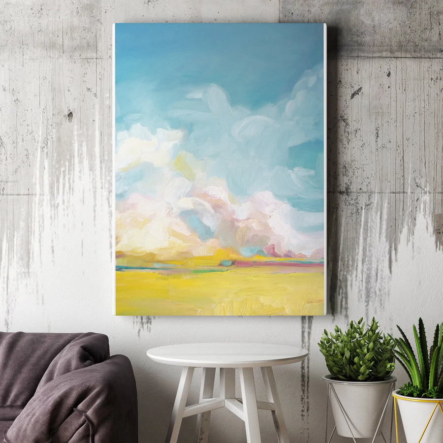 Abstract Summer Landscape Vertical Canvas | Impressionist Sky Wall Art | Premium 1.25" Thick Gallery Canvas | Limited Edition Print for Living Room