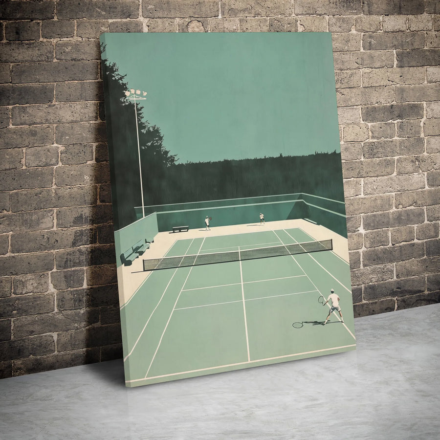 Tennis Court Wall Art | Minimalist Sports Poster Print | Premium Gallery Wrapped Canvas | Gift for Tennis Player & Coach