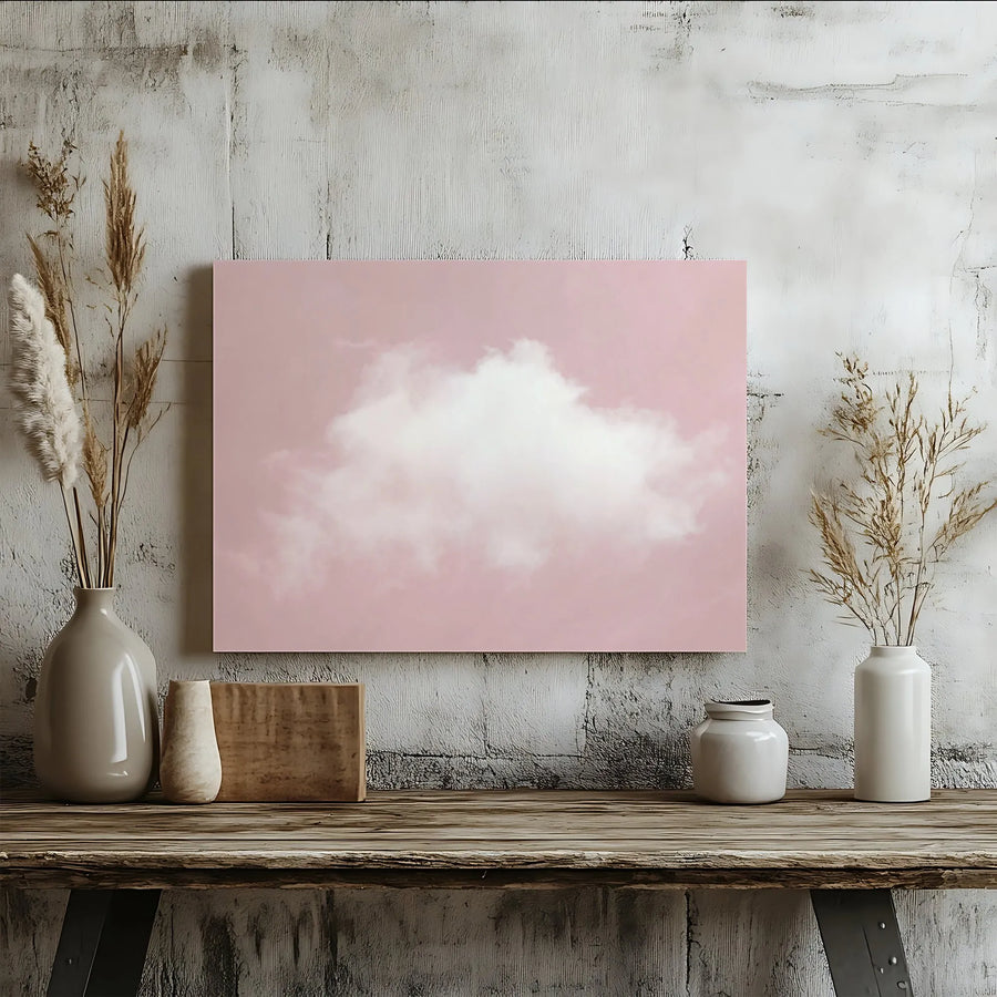 Pink Cloud Canvas Wall Art | Minimalist Dreamy Cloudscape Print | Premium Fade-Resistant Ink | Modern Bedroom & Nursery Decor