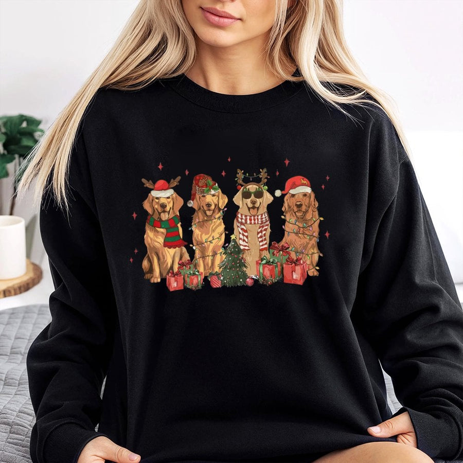 Golden Retriever Christmas Sweatshirt | Cute Festive Dog Holiday Graphic | Premium Cotton Blend Unisex Crewneck | Perfect Gift For Dog Mom Lover