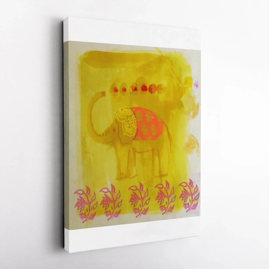 Ethnic Elephant Canvas Print | Bohemian Watercolor Animal Art | Premium 1.25" Thick Gallery Wrap | Boho Chic Living Room Decor Gift