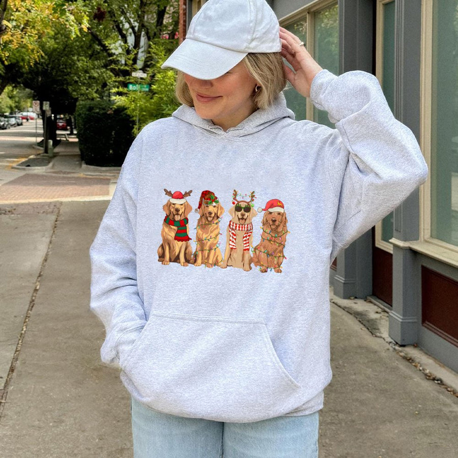 Golden Retriever Christmas Hoodie | Cute Holiday Dog Graphic Sweatshirt | Premium Cotton-Poly Blend | Festive Gift for Dog Lovers & Pet Moms