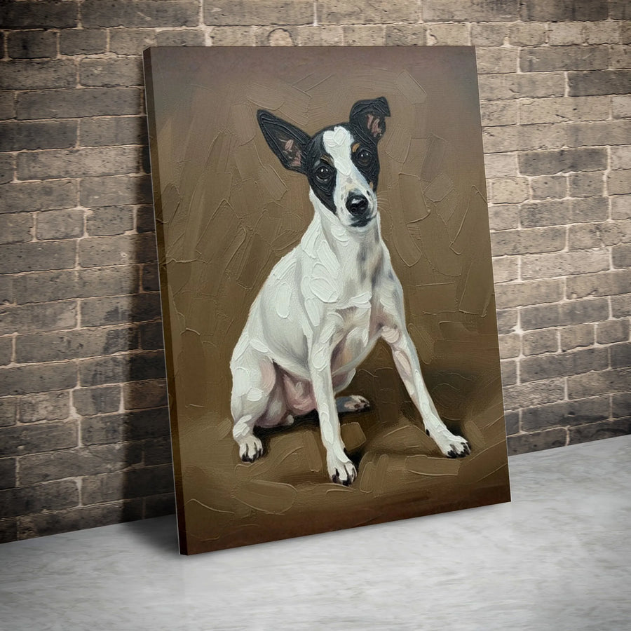 Jack Russell Terrier Canvas Wall Art | Textured Oil Painting Style Print | Premium Gallery Wrapped Canvas | Gift for Dog Lover