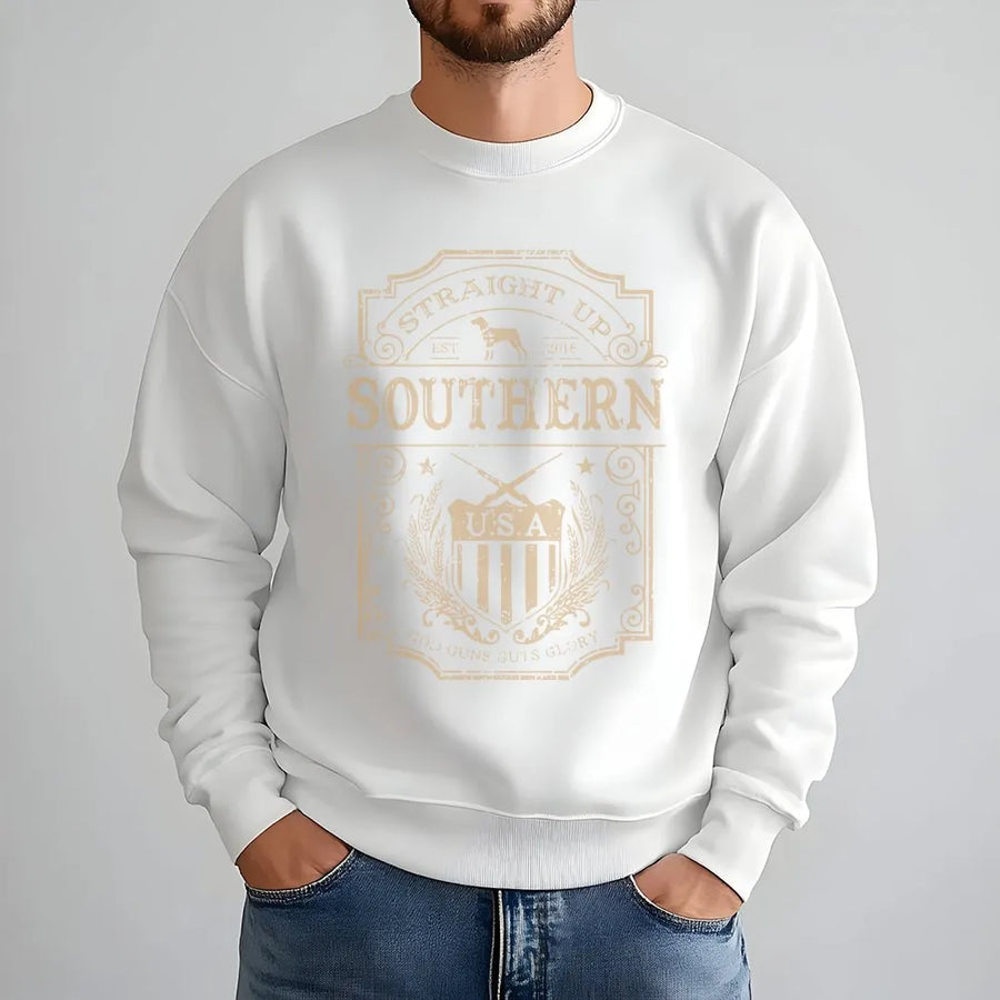 Southern Pride Sweatshirt | Vintage USA Flag & Gun Emblem | Premium Cotton Blend | Gift For Country Living Lovers