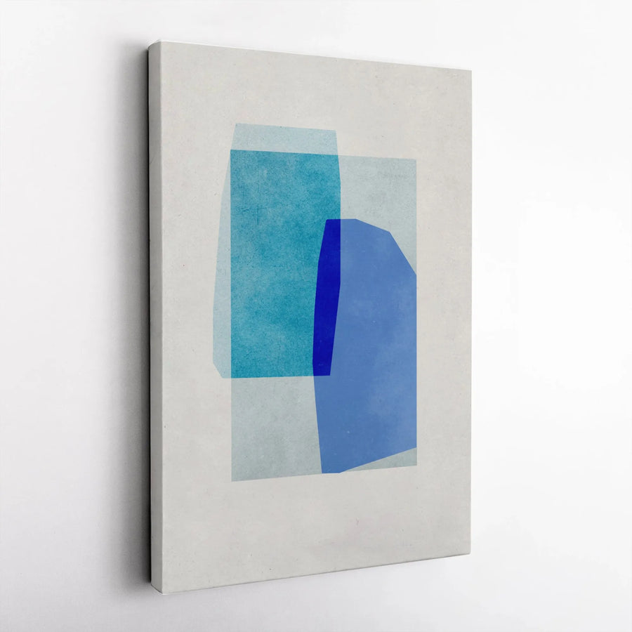 Abstract Geometric Canvas Wall Art | Modern Minimalist Blue Shapes Print | Premium Thick Gallery Wrap | Contemporary Home & Office Decor Gift