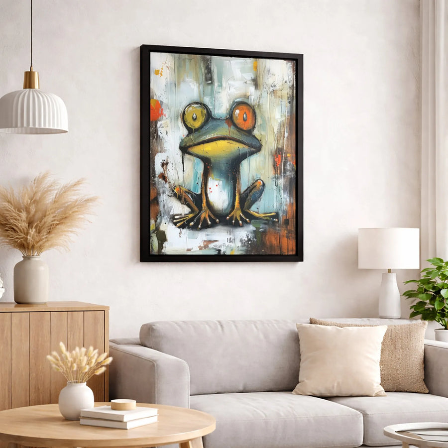 Abstract Frog Canvas Print | Graffiti Street Art Style Wall Decor | 1.25 Inch Gallery Wrap | Unique Animal Gift for Modern Home