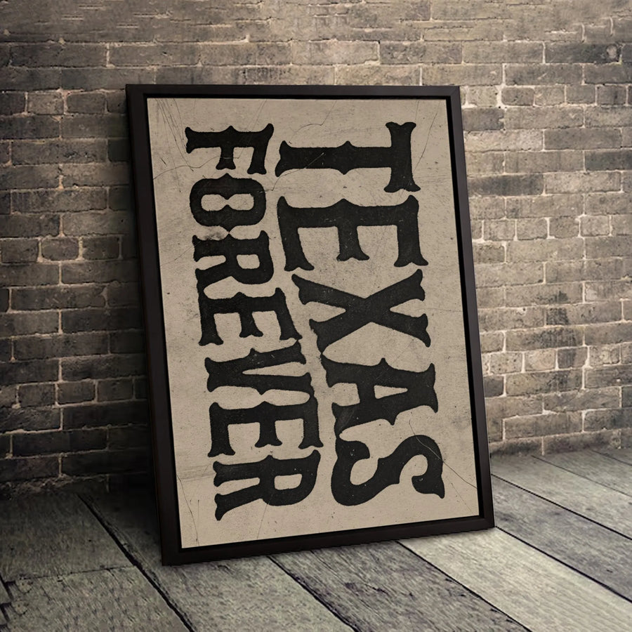 Texas Forever Wall Art | Rustic Western Typography Canvas | Premium Gallery Wrapped Print | Texas Home Decor Gift for Texans