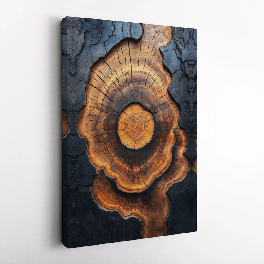 Abstract Tree Rings Wall Art | Burnt Wood Grain Texture Print | Premium Gallery Wrapped Canvas | Modern Minimalist Home Decor Gift
