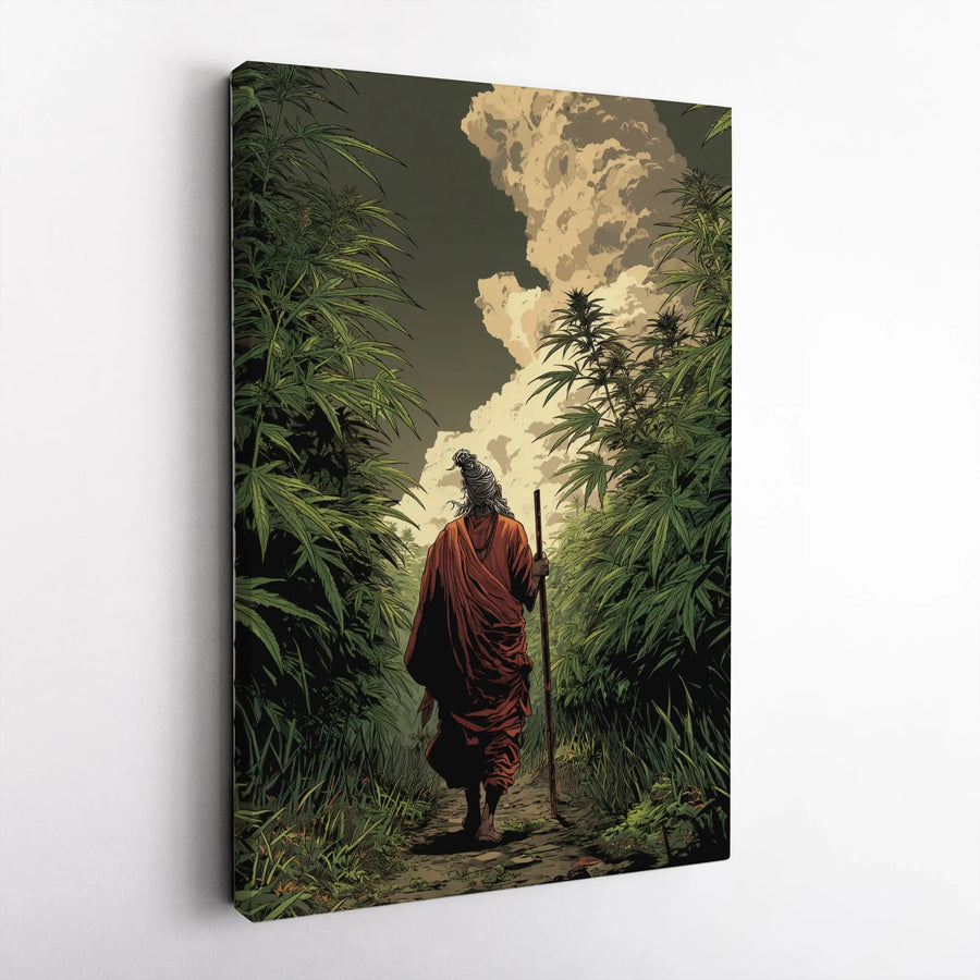 Sadhu Monk Canvas Print | Retro Comic Style Spiritual Wall Art | 1.25-Inch Premium Gallery Profile | Unique Gift for Meditation Enthusiasts