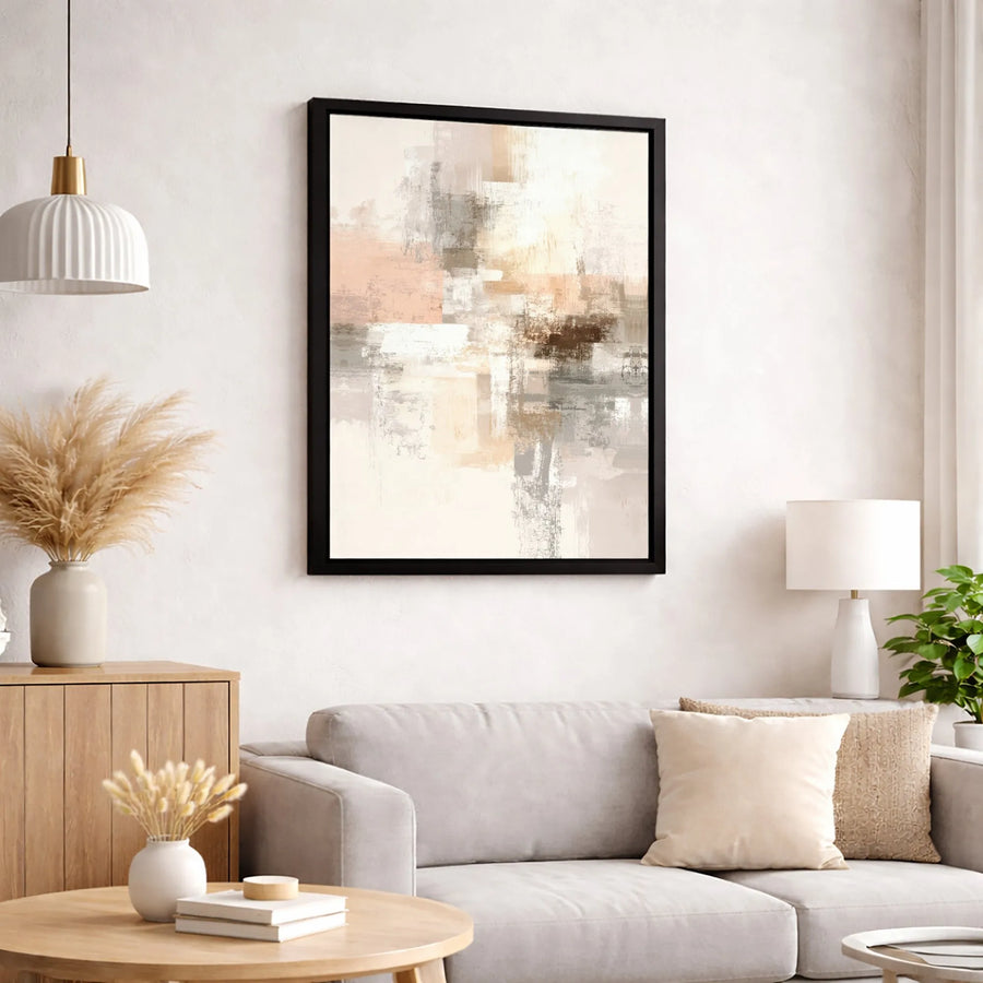 Neutral Abstract Wall Art | Beige and Grey Textured Canvas Print | Premium Gallery-Wrapped Decor | Modern Minimalist Home or Office Interior