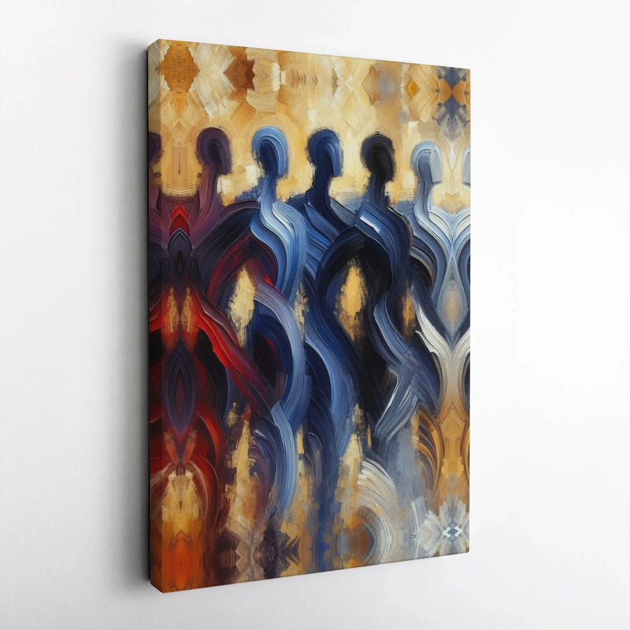 Abstract Human Figures Canvas Wall Art | Textured Expressionist Painting Print | Premium Gallery Wrapped Canvas | Modern Office & Living Room Decor