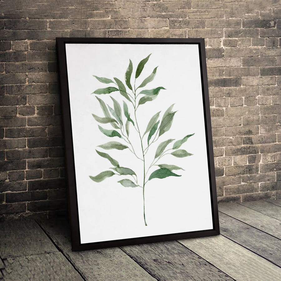Watercolor Leaf Wall Art | Minimalist Botanical Branch Print | Premium Gallery Wrapped Canvas | Modern Home Decor Gift
