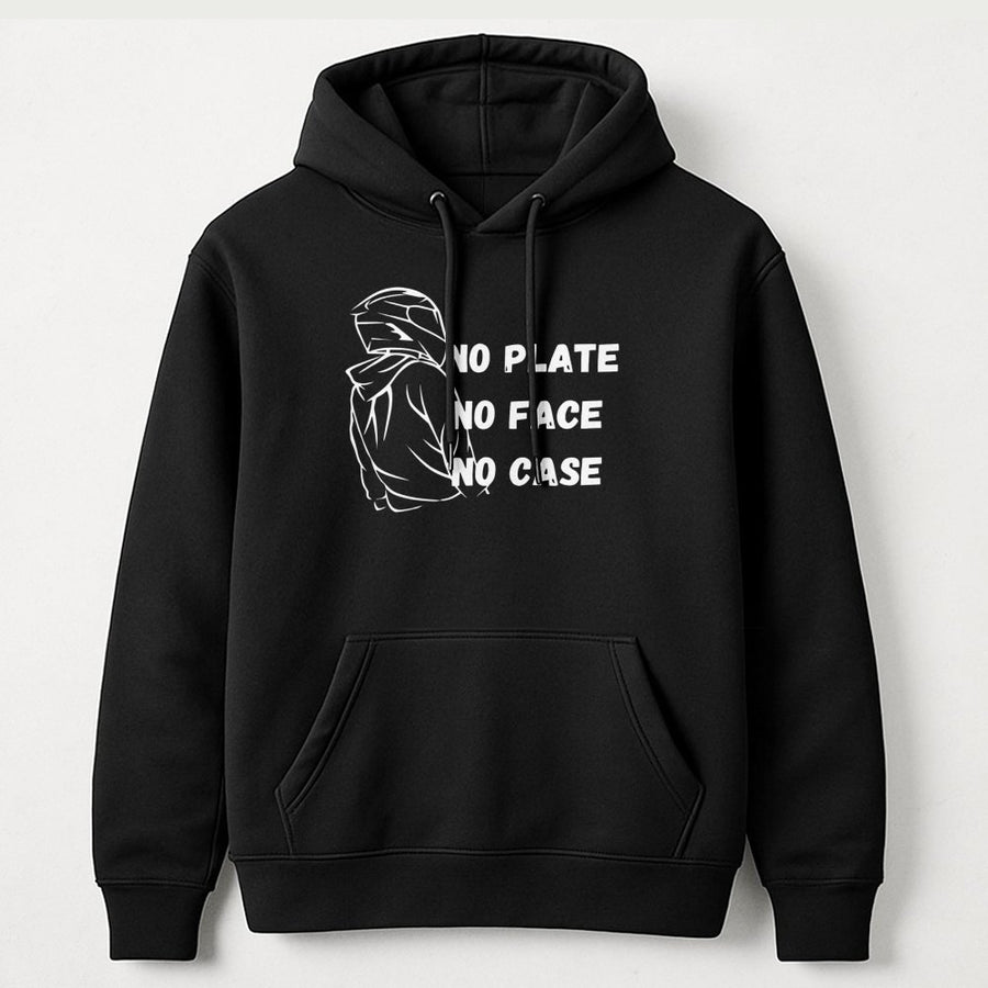 No Plate No Face No Case Hoodie | Motorcycle Biker Streetwear | Premium Cotton Blend | Gift for Motorcyclist Men and Women