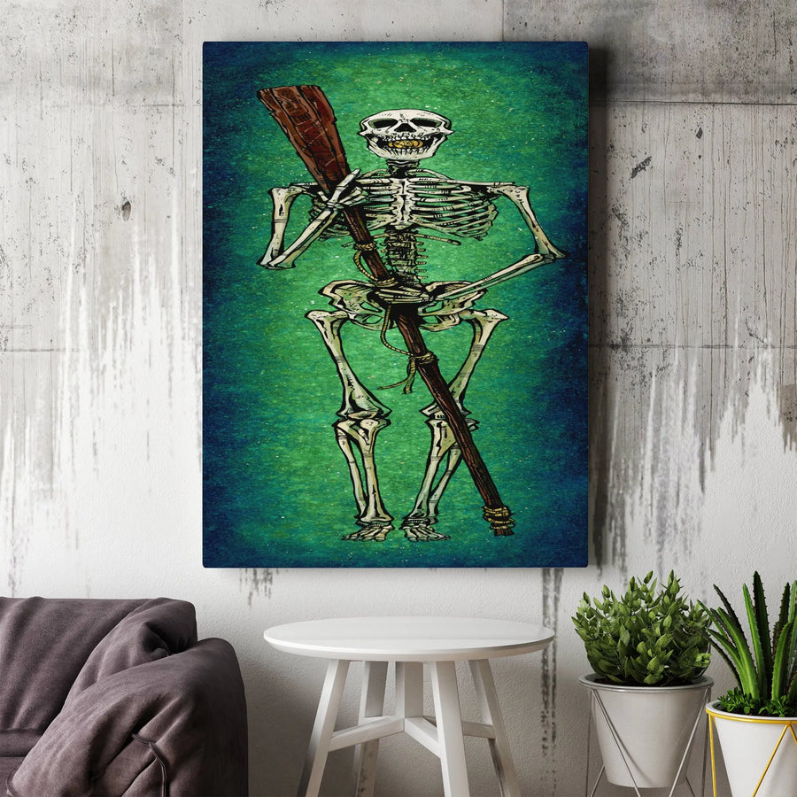 Charon Ferryman Vertical Canvas | Greek Mythology Skeleton with Paddle Art | Premium Thick Gallery Wrap | Collector's Gothic Underworld Home Decor