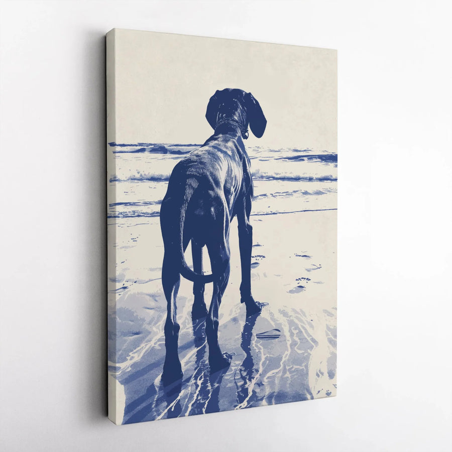 Great Dane Dog Wall Art | Coastal Beach Sunset Silhouette | Premium Gallery Wrapped Canvas | Gift For Dog Lovers & Modern Home Decor