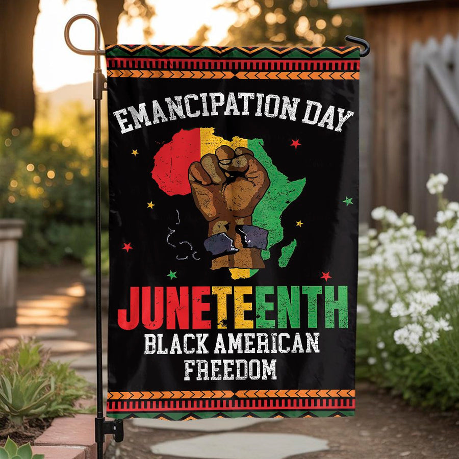 Juneteenth Garden Flag | Emancipation Day Freedom Fist Design | Premium Weather-Resistant Polyester | Patriotic Black History Yard Decor