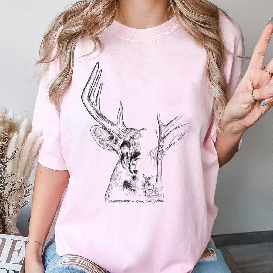 Buck Deer Hunting T-Shirt | Artistic Monochrome Wildlife Graphic | 100% Premium Cotton Tee | Gift for Outdoorsmen and Hunters