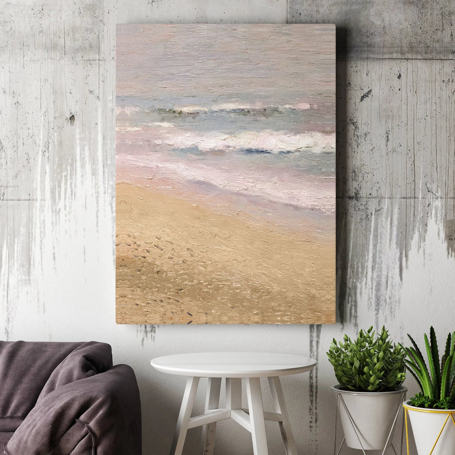 Textured Abstract Beach Canvas Art | Neutral Ocean Waves Wall Decor | Premium 1.25 Inch Thick Gallery Wrap | Coastal Living Room Gift