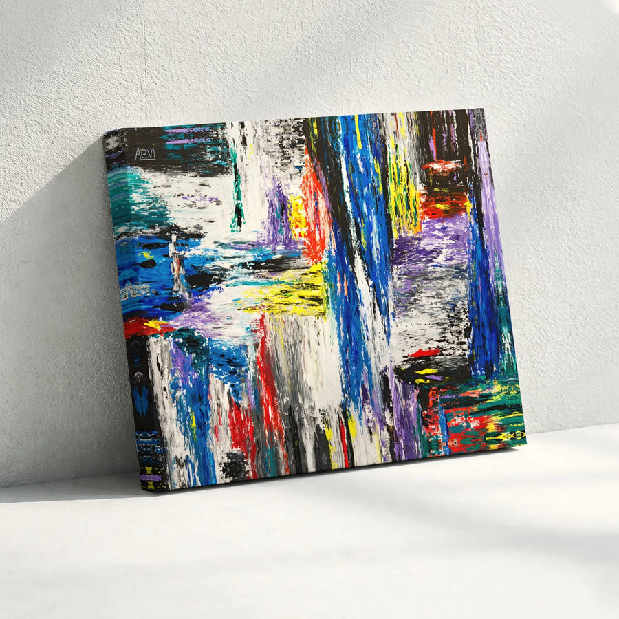 Large Abstract Canvas Wall Art | Colorful Expressionist Painting Print | Thick Gallery Wrapped Canvas | Premium Modern Living Room & Office Decor