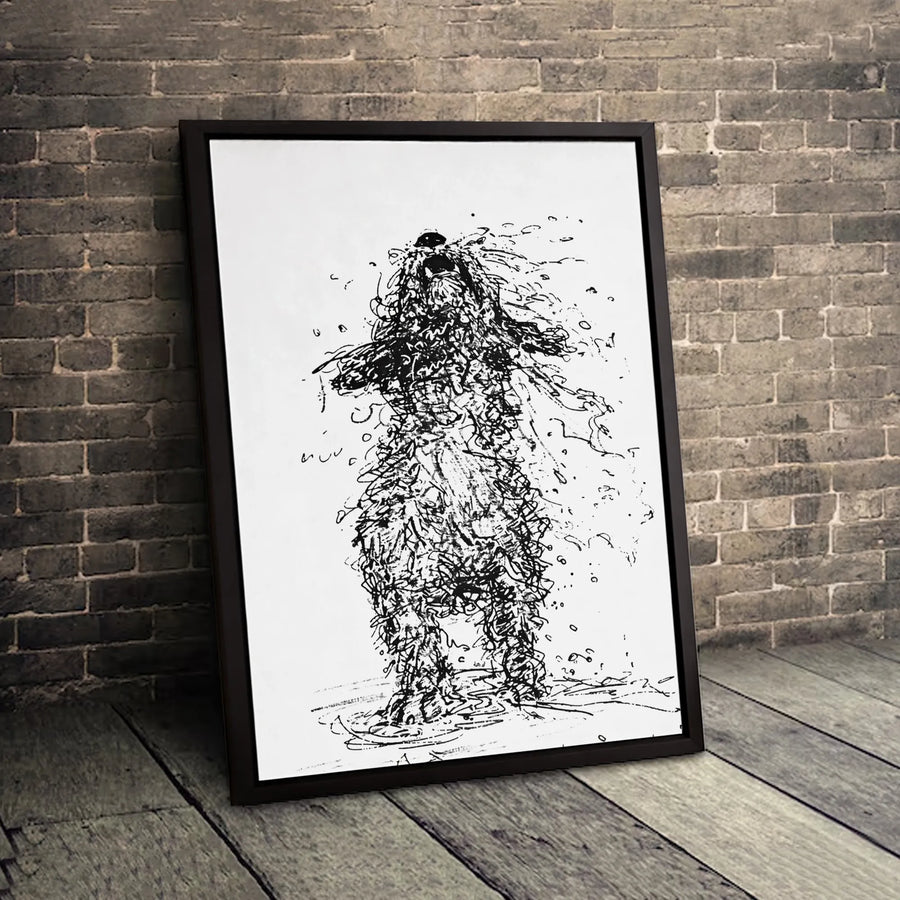 Wet Dog Shaking Off Water Canvas Art | Abstract Sketch Wall Decor | Premium 1.25-Inch Gallery Wrap | Dog Lover Gift for Home Office