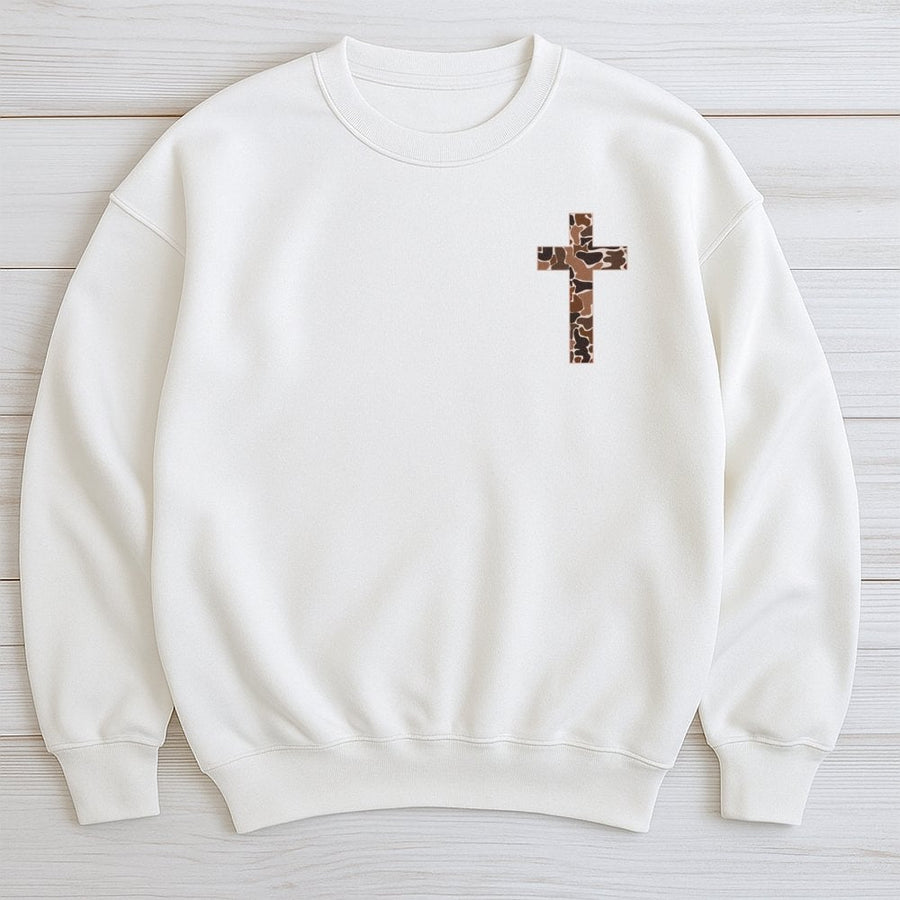 Camo Cross Sweatshirt | Faith Based Christian Apparel | Premium Soft Cotton Blend | Religious Gift for Men and Women