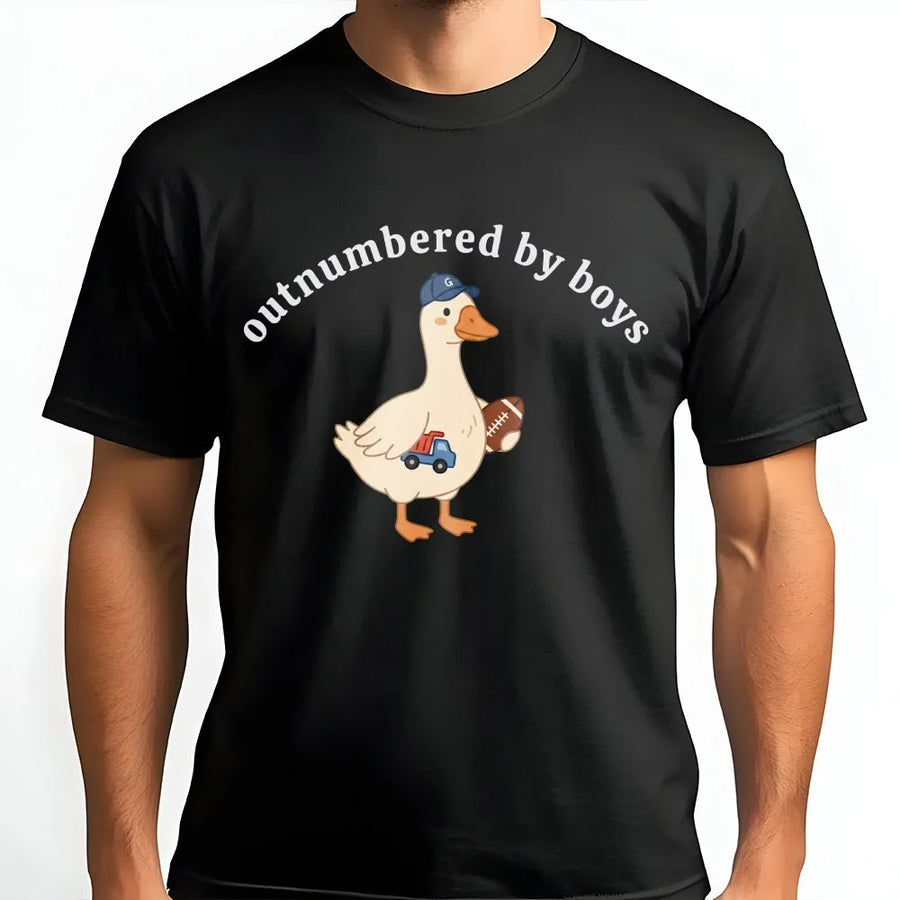 Outnumbered by Boys T-Shirt | Funny Goose Graphic Sweatshirt | Premium Comfort Colors | Gift for Boy Mom, Mothers Day