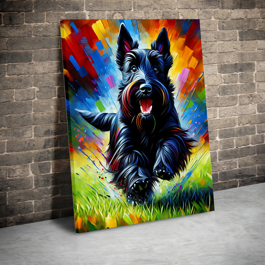 Scottish Terrier Dog Canvas Art | Vibrant Pop Art Animal Print | 1.25 Inch Premium Gallery Wrap | Colorful Pet Wall Decor Gift for Dog Lovers
