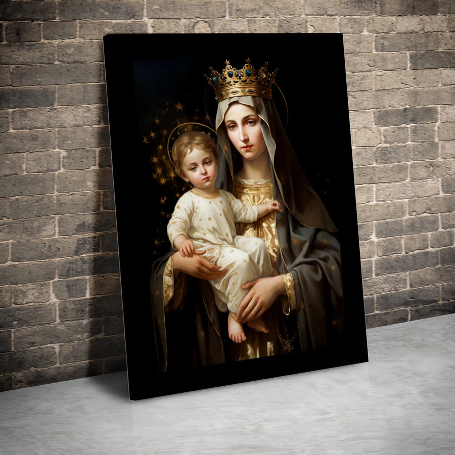Virgin Mary and Baby Jesus Canvas Print | Sacred Queen of Heaven Religious Wall Art | Premium Gallery Wrapped Decor | Christian Home Gift