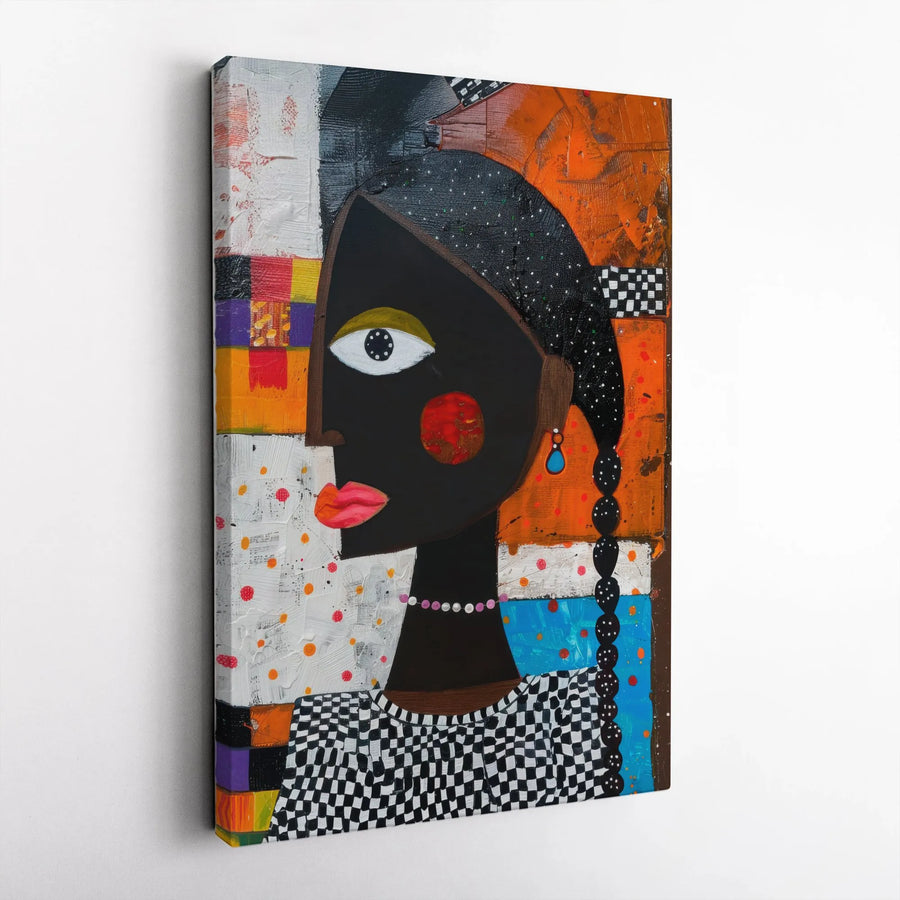 Abstract Black Woman Canvas Art | Modern Cubist Portrait Print | Premium Gallery Wrapped Canvas | Afrocentric Home Decor Gift