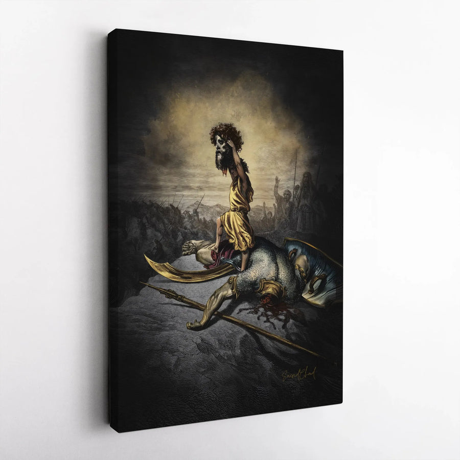 David and Goliath Canvas Print | Epic Biblical Art Wall Decor | Premium 1.25" Gallery Wrapped Canvas | Religious Gift for Men and Home Office