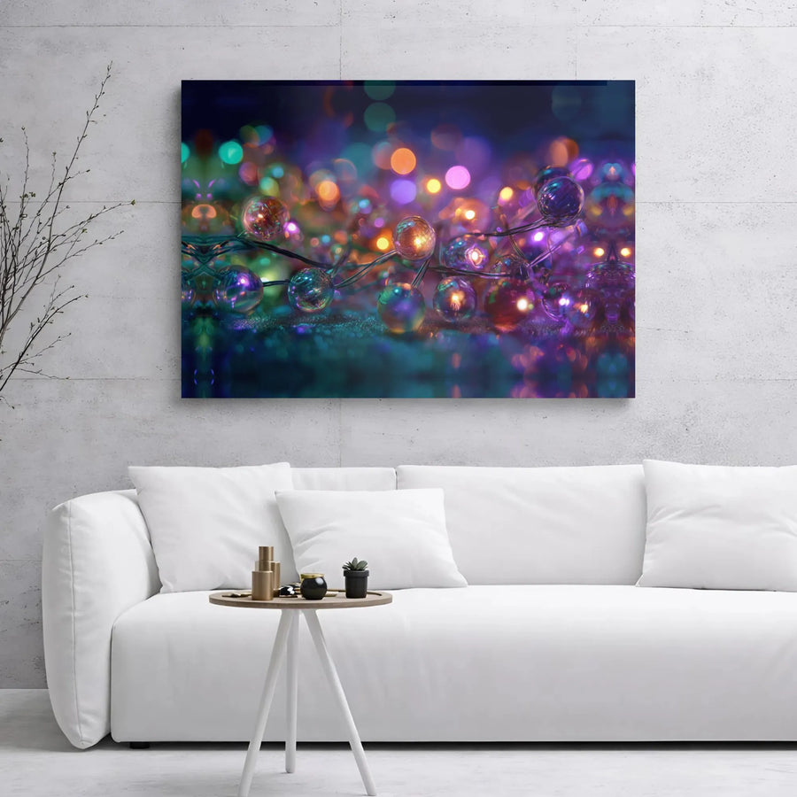 Abstract Bokeh String Lights Canvas Wall Art | Vibrant Festive Fairy Light Print | 1.25” Gallery Wrap | Modern Home Decor Gift