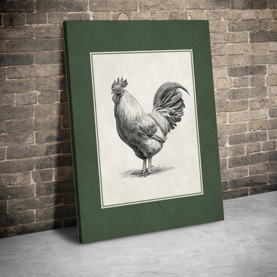 Rooster Canvas Wall Art | Vintage Farmhouse Animal Sketch | Premium Gallery Quality Print | Unique Country Kitchen & Home Decor Gift