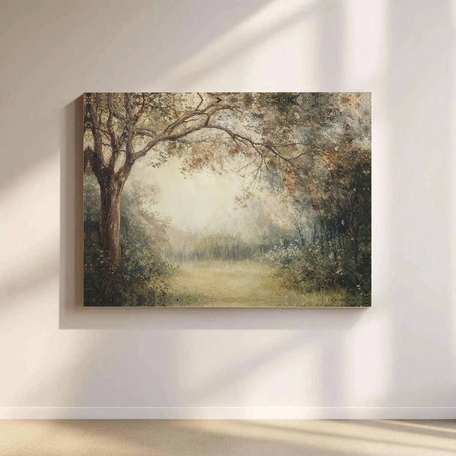 Forest Landscape Canvas Print | Vintage Impressionist Woodland Clearing | Gallery Wrapped Premium Wall Art | Calming Nature Home Decor Gift