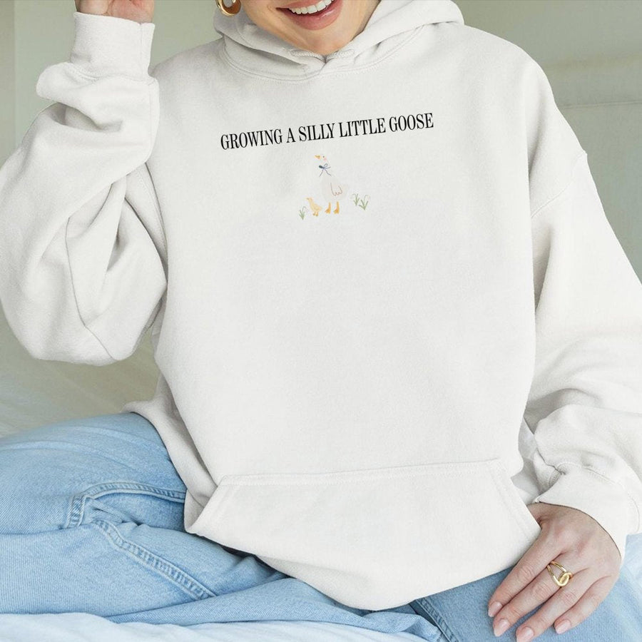 Growing A Silly Little Goose Hoodie | Cute Pregnancy Announcement Sweatshirt | Premium Cotton-Blend | Gift For Expecting Mom Or First Time Parent