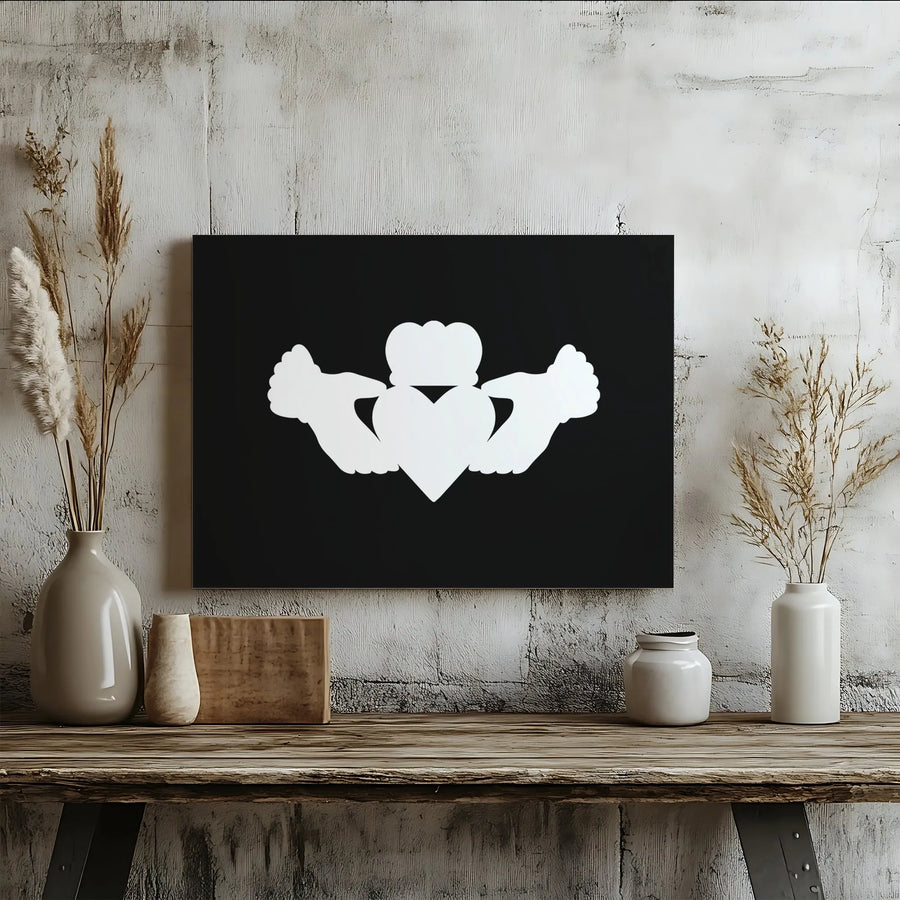 Claddagh Symbol Canvas Print | Minimalist Irish Heart and Hands Art | Premium Gallery-Wrapped Wall Decor | Meaningful Gift for Irish Heritage