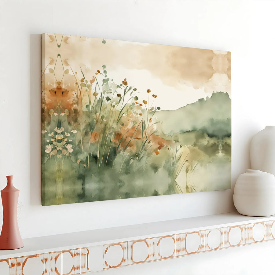 Abstract Wildflower Canvas Wall Art | Watercolor Botanical Painting | Premium Gallery Wrapped Canvas | Minimalist Living Room Decor Gift