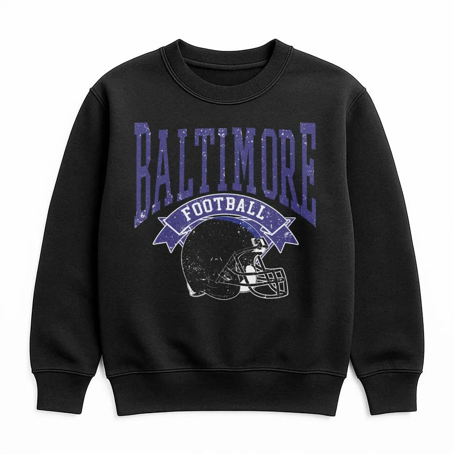 Baltimore Football Sweatshirt | Distressed Helmet Graphic | Premium Cotton Blend | Unisex Sport Gift for Fans